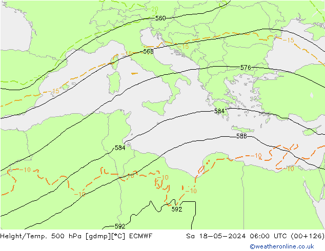 Z500/Rain (+SLP)/Z850 ECMWF Sa 18.05.2024 06 UTC