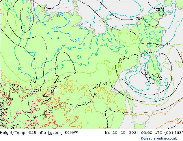 Height/Temp. 925 hPa ECMWF  20.05.2024 00 UTC
