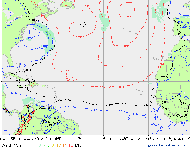 Windvelden ECMWF vr 17.05.2024 06 UTC