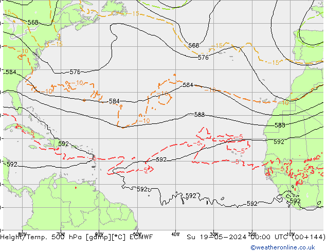 Height/Temp. 500 hPa ECMWF Su 19.05.2024 00 UTC