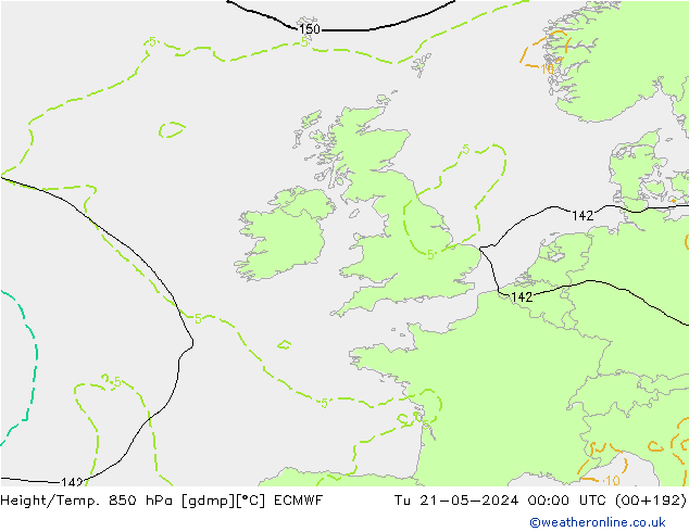 Z500/Rain (+SLP)/Z850 ECMWF Tu 21.05.2024 00 UTC