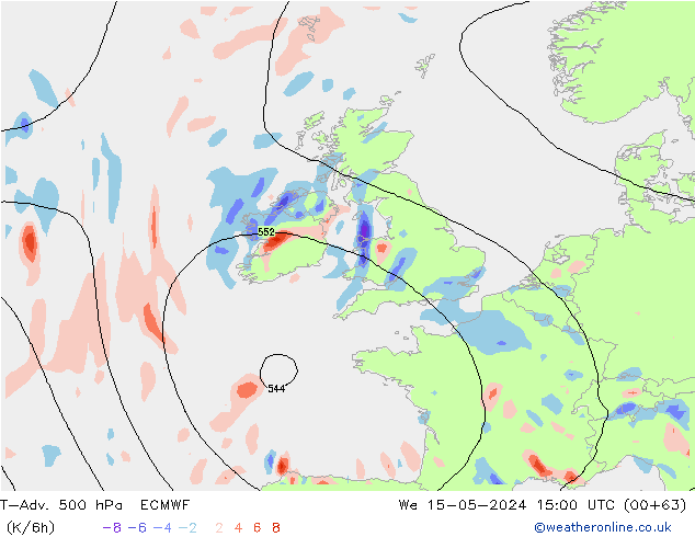 T-Adv. 500 hPa ECMWF We 15.05.2024 15 UTC