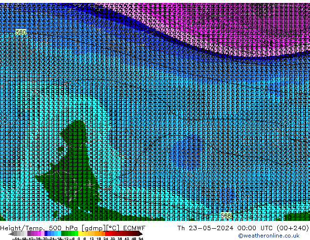 Height/Temp. 500 hPa ECMWF Qui 23.05.2024 00 UTC