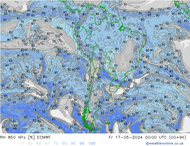 RH 850 hPa ECMWF  17.05.2024 00 UTC