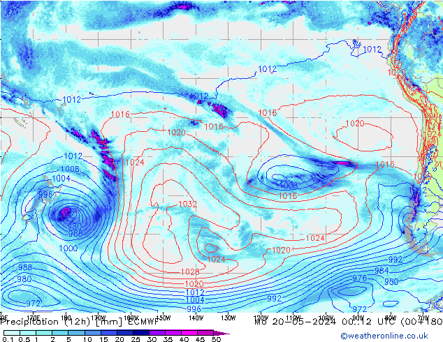 Precipitation (12h) ECMWF Mo 20.05.2024 12 UTC