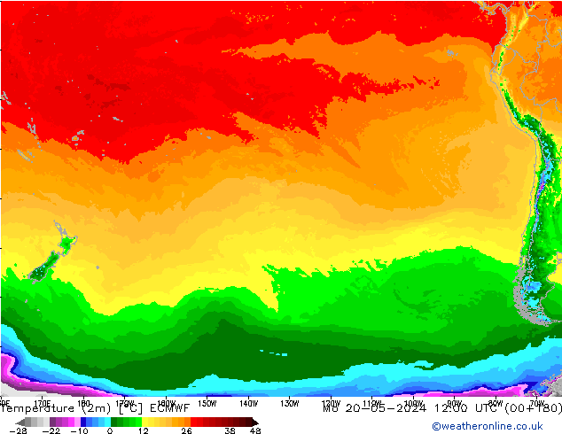 Temperature (2m) ECMWF Mo 20.05.2024 12 UTC