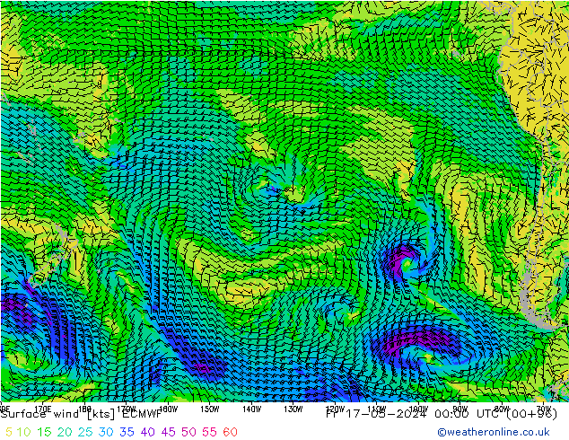 Surface wind ECMWF Fr 17.05.2024 00 UTC
