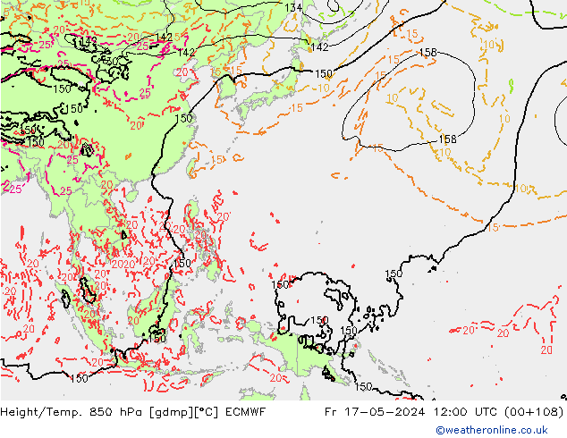 Z500/Yağmur (+YB)/Z850 ECMWF Cu 17.05.2024 12 UTC