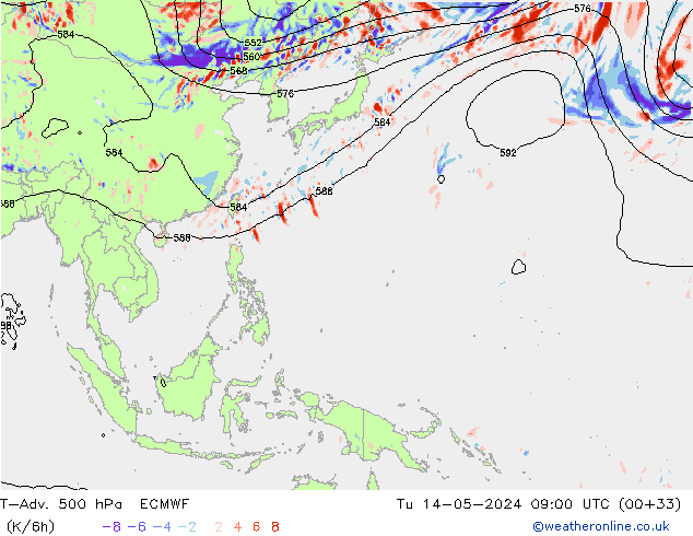T-Adv. 500 hPa ECMWF  14.05.2024 09 UTC