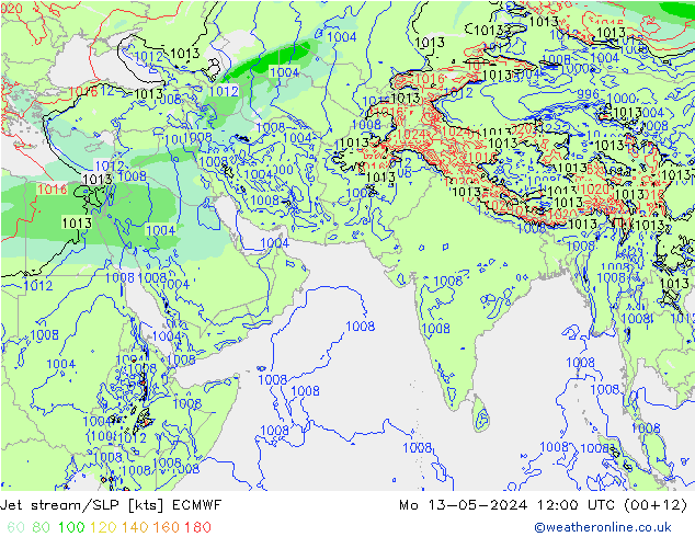 Jet Akımları/SLP ECMWF Pzt 13.05.2024 12 UTC