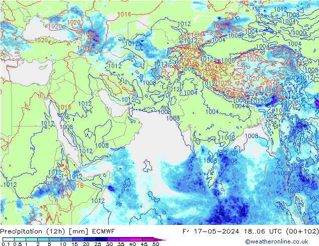 Yağış (12h) ECMWF Cu 17.05.2024 06 UTC