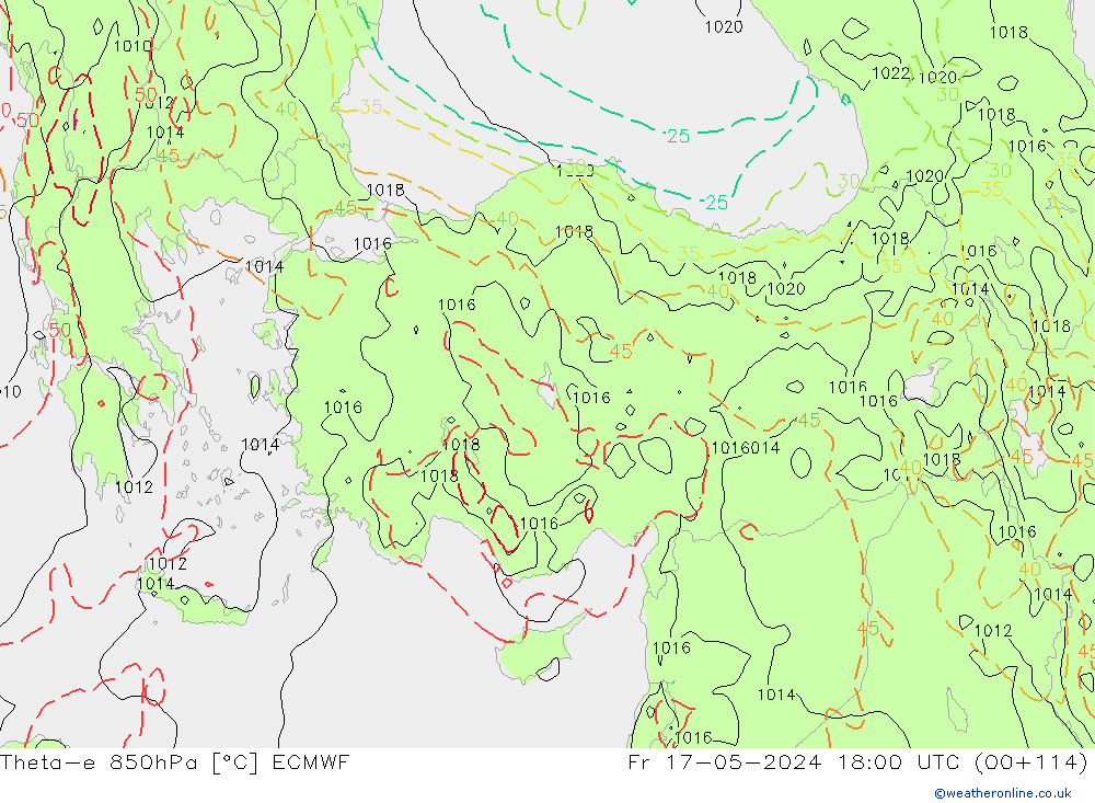 Theta-e 850гПа ECMWF пт 17.05.2024 18 UTC