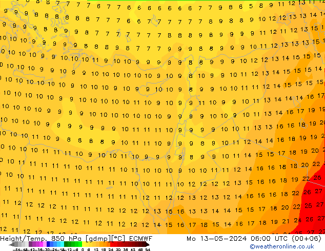 Z500/Rain (+SLP)/Z850 ECMWF  13.05.2024 06 UTC