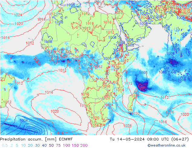 Totale neerslag ECMWF di 14.05.2024 09 UTC