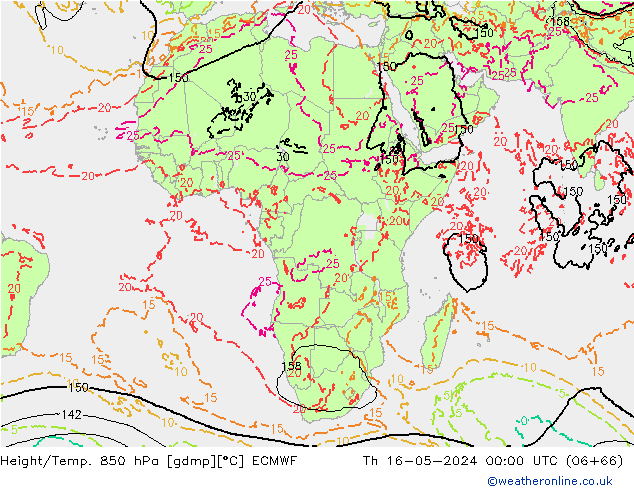 Géop./Temp. 850 hPa ECMWF jeu 16.05.2024 00 UTC