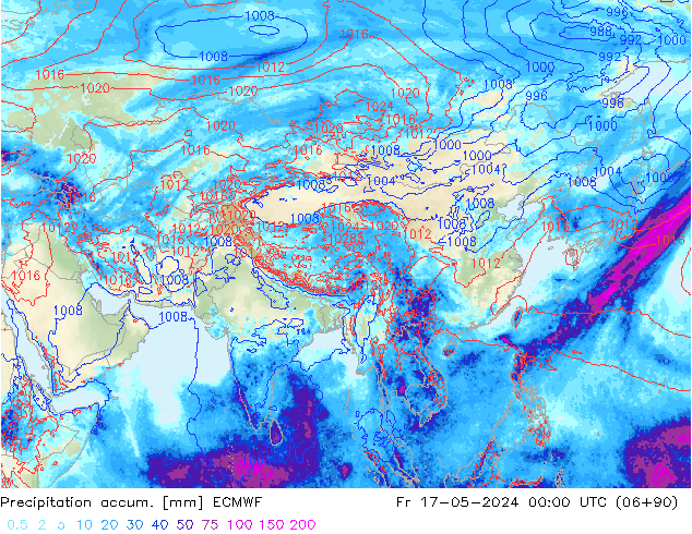 Precipitation accum. ECMWF Fr 17.05.2024 00 UTC