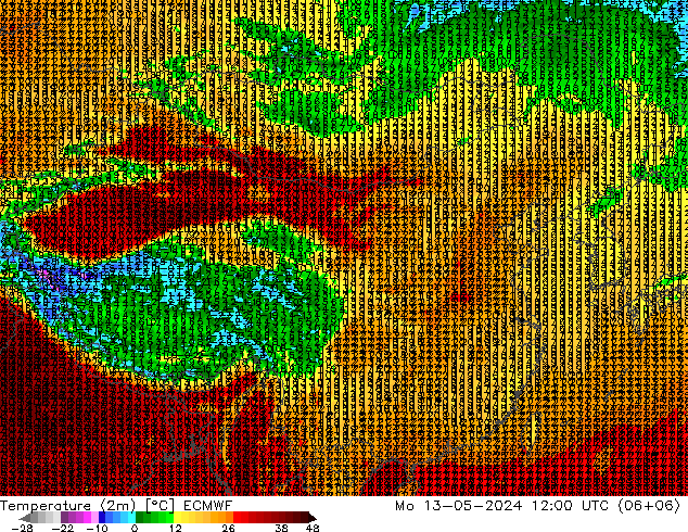 温度图 ECMWF 星期一 13.05.2024 12 UTC