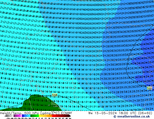 Z500/Rain (+SLP)/Z850 ECMWF mer 15.05.2024 18 UTC