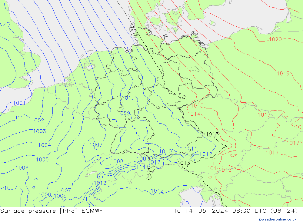 приземное давление ECMWF вт 14.05.2024 06 UTC