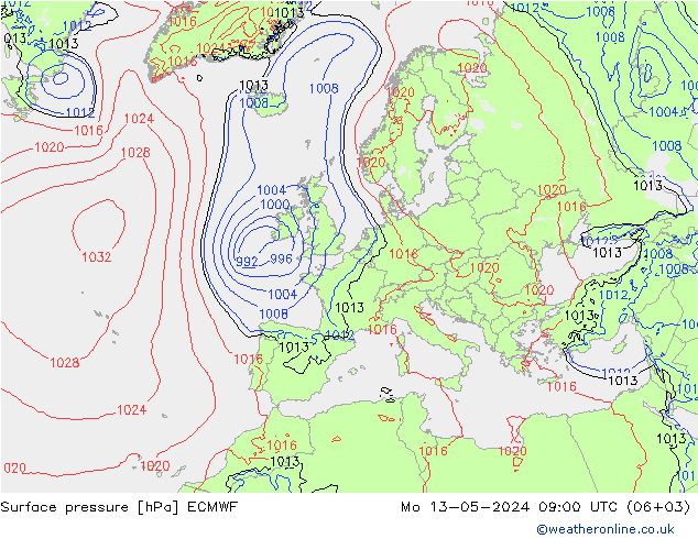 pression de l'air ECMWF lun 13.05.2024 09 UTC