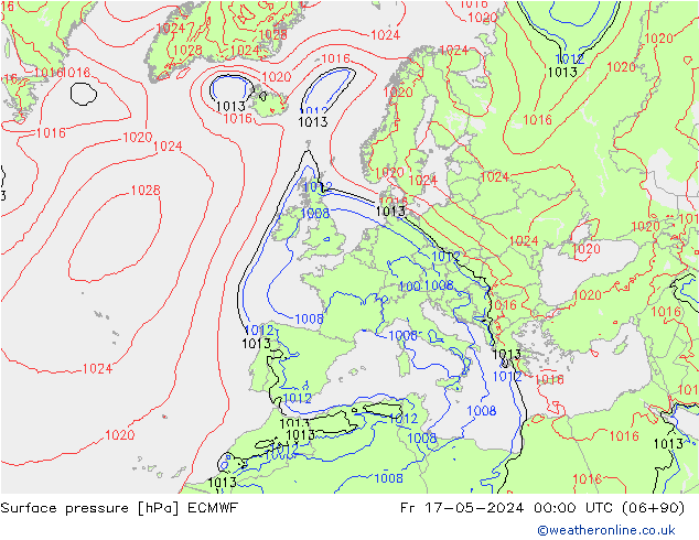 pression de l'air ECMWF ven 17.05.2024 00 UTC