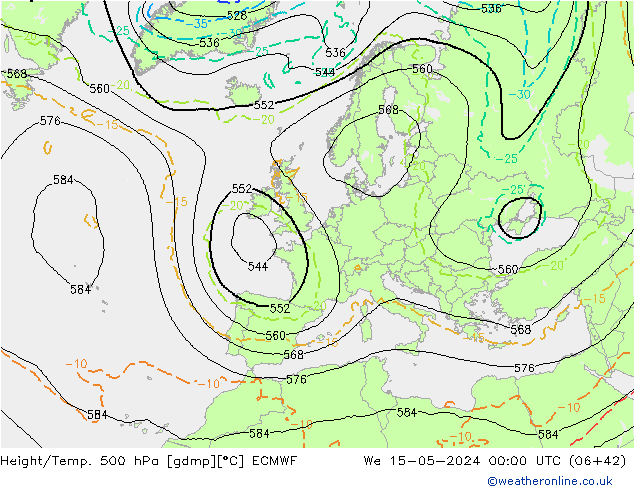 Z500/Rain (+SLP)/Z850 ECMWF  15.05.2024 00 UTC
