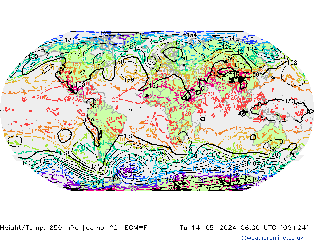 Z500/Rain (+SLP)/Z850 ECMWF Tu 14.05.2024 06 UTC