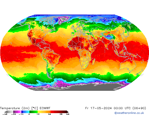 Temperaturkarte (2m) ECMWF Fr 17.05.2024 00 UTC