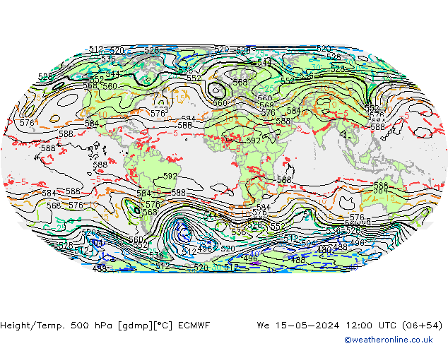 Geop./Temp. 500 hPa ECMWF mié 15.05.2024 12 UTC