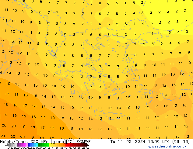 Z500/Rain (+SLP)/Z850 ECMWF mar 14.05.2024 18 UTC