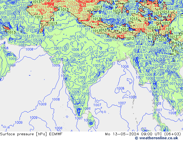 ciśnienie ECMWF pon. 13.05.2024 09 UTC