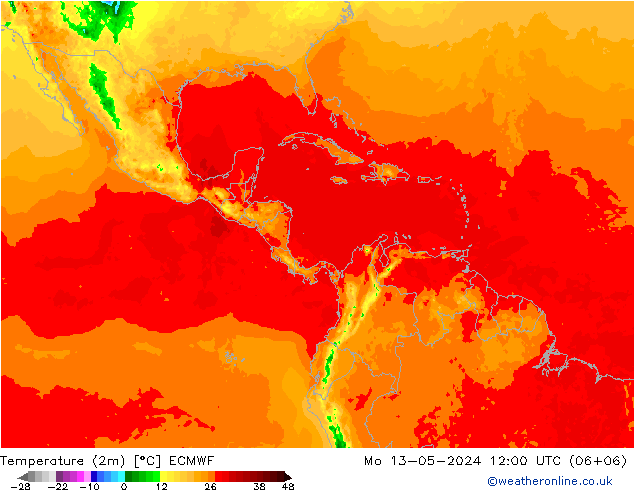 Temperature (2m) ECMWF Mo 13.05.2024 12 UTC