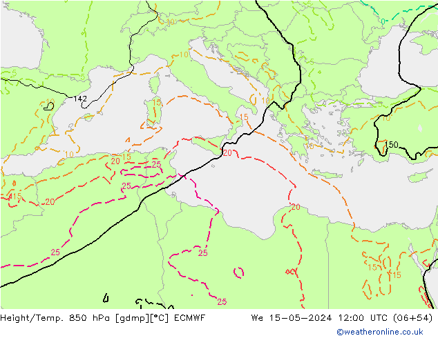 Z500/Rain (+SLP)/Z850 ECMWF ср 15.05.2024 12 UTC