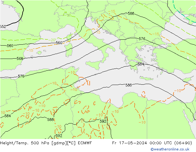 Height/Temp. 500 hPa ECMWF Fr 17.05.2024 00 UTC