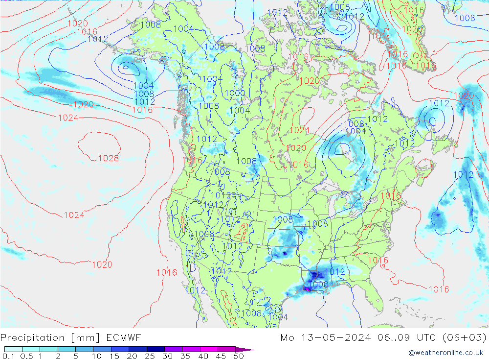 Niederschlag ECMWF Mo 13.05.2024 09 UTC