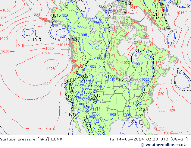 приземное давление ECMWF вт 14.05.2024 03 UTC