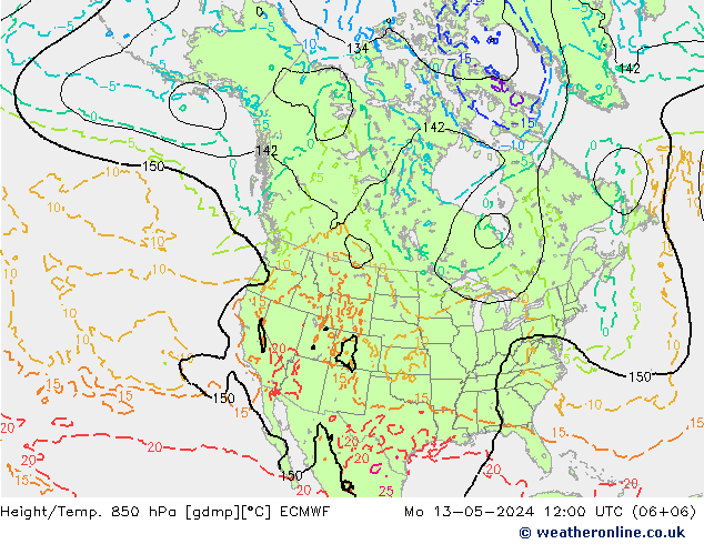 Height/Temp. 850 hPa ECMWF 星期一 13.05.2024 12 UTC