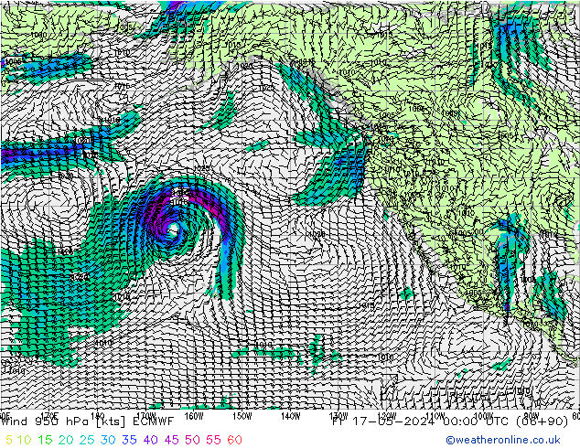 Wind 950 hPa ECMWF Pá 17.05.2024 00 UTC