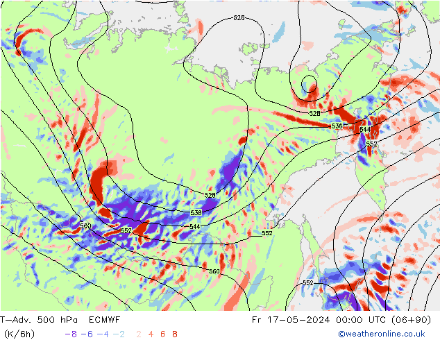 T-Adv. 500 hPa ECMWF Fr 17.05.2024 00 UTC