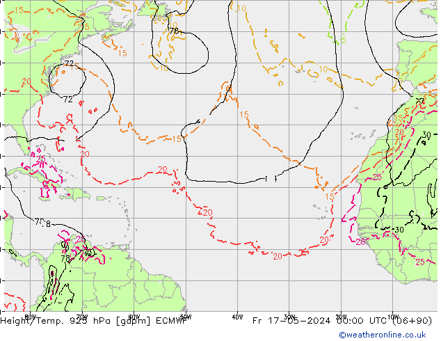 Height/Temp. 925 hPa ECMWF Pá 17.05.2024 00 UTC