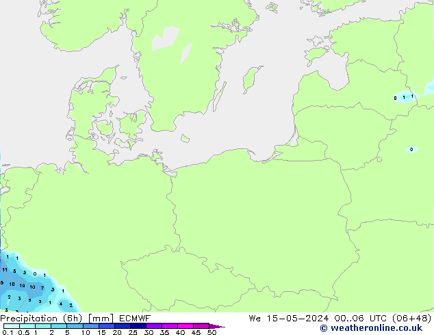 Yağış (6h) ECMWF Çar 15.05.2024 06 UTC