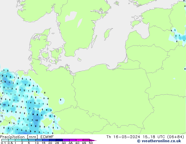 Precipitazione ECMWF gio 16.05.2024 18 UTC