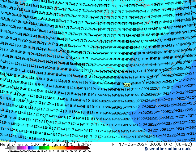 Z500/Rain (+SLP)/Z850 ECMWF Fr 17.05.2024 00 UTC