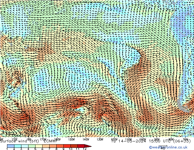 Rüzgar 10 m (bft) ECMWF Sa 14.05.2024 15 UTC