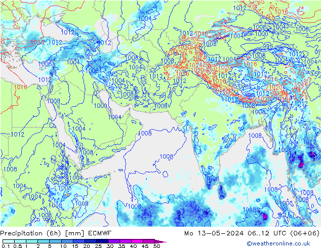 Z500/Rain (+SLP)/Z850 ECMWF lun 13.05.2024 12 UTC