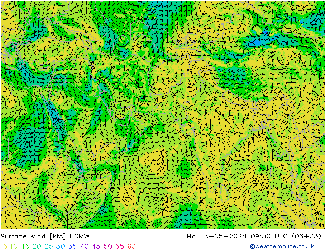 风 10 米 ECMWF 星期一 13.05.2024 09 UTC