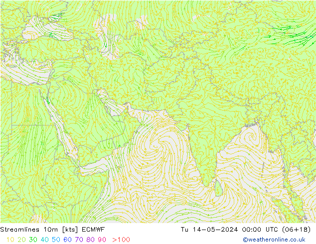 Stroomlijn 10m ECMWF di 14.05.2024 00 UTC