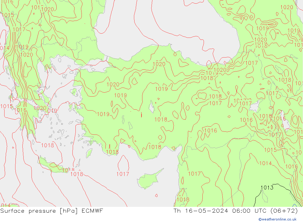 Luchtdruk (Grond) ECMWF do 16.05.2024 06 UTC