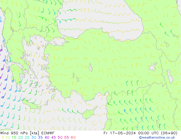 Wind 950 hPa ECMWF vr 17.05.2024 00 UTC