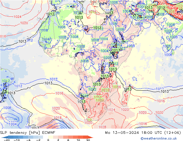 тенденция давления ECMWF пн 13.05.2024 18 UTC